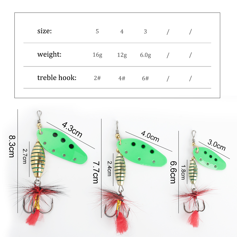FTK 6g 12g 16g Metal Spinner B - Fishing Hook Treble review and price