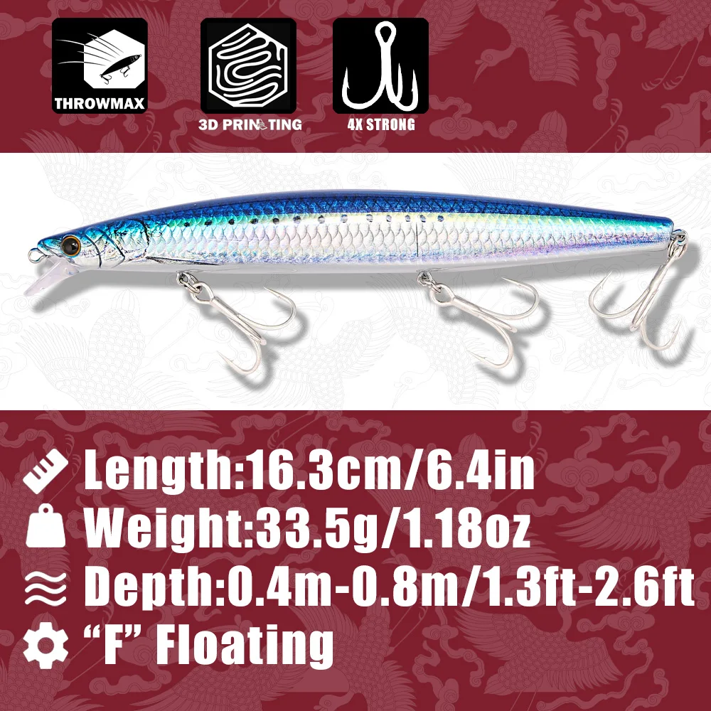 B&U 163mm/33.5g Floating Long  - Fishing Hook Treble review and price