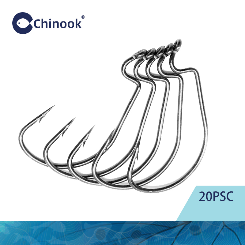 Chinook 20pcs Wide worm Texan  - Fishing Hook Offset review and price