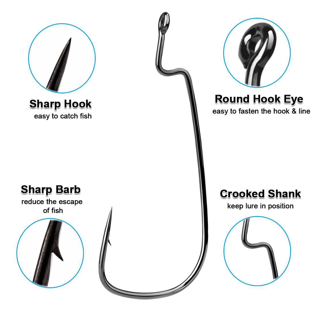 FishTrip 50-100PCS Worm Hook F - Fishing Hook Offset review and price