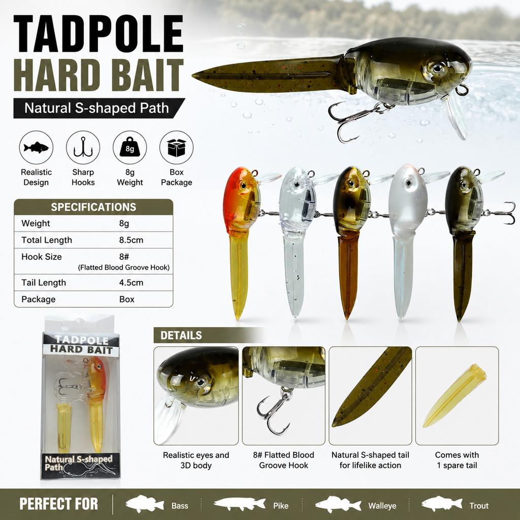 1pcs Tadpole Hard Bait Fishing - Fishing Hook Treble review and price